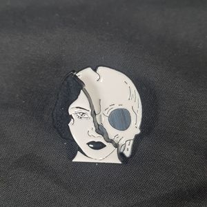 2 BFF Skull and Lady Enamel Pins